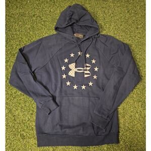 Under Armour Sweatshirt Men Medium Blue X Storm USA American Flag Loose Pullover